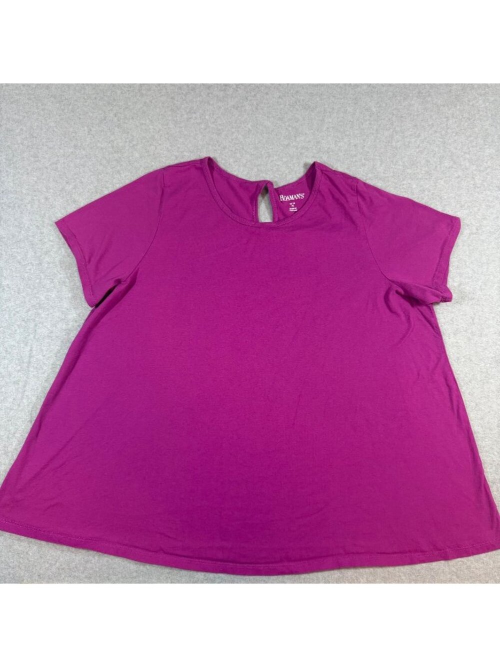 Roaman’s Women’s 1X Purple Short Sleeve Swing Tunic Top Keyhole Back Plus Size